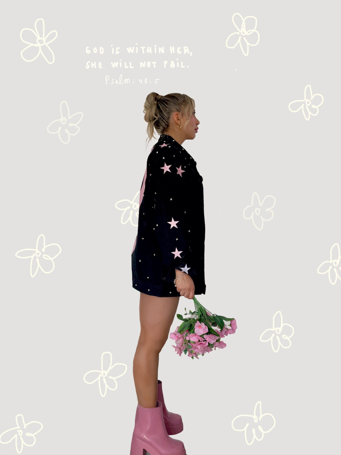 BLACK DENIM JACKET "SOÑADORA, CREATIVA, SENSIBLE" - Image 3