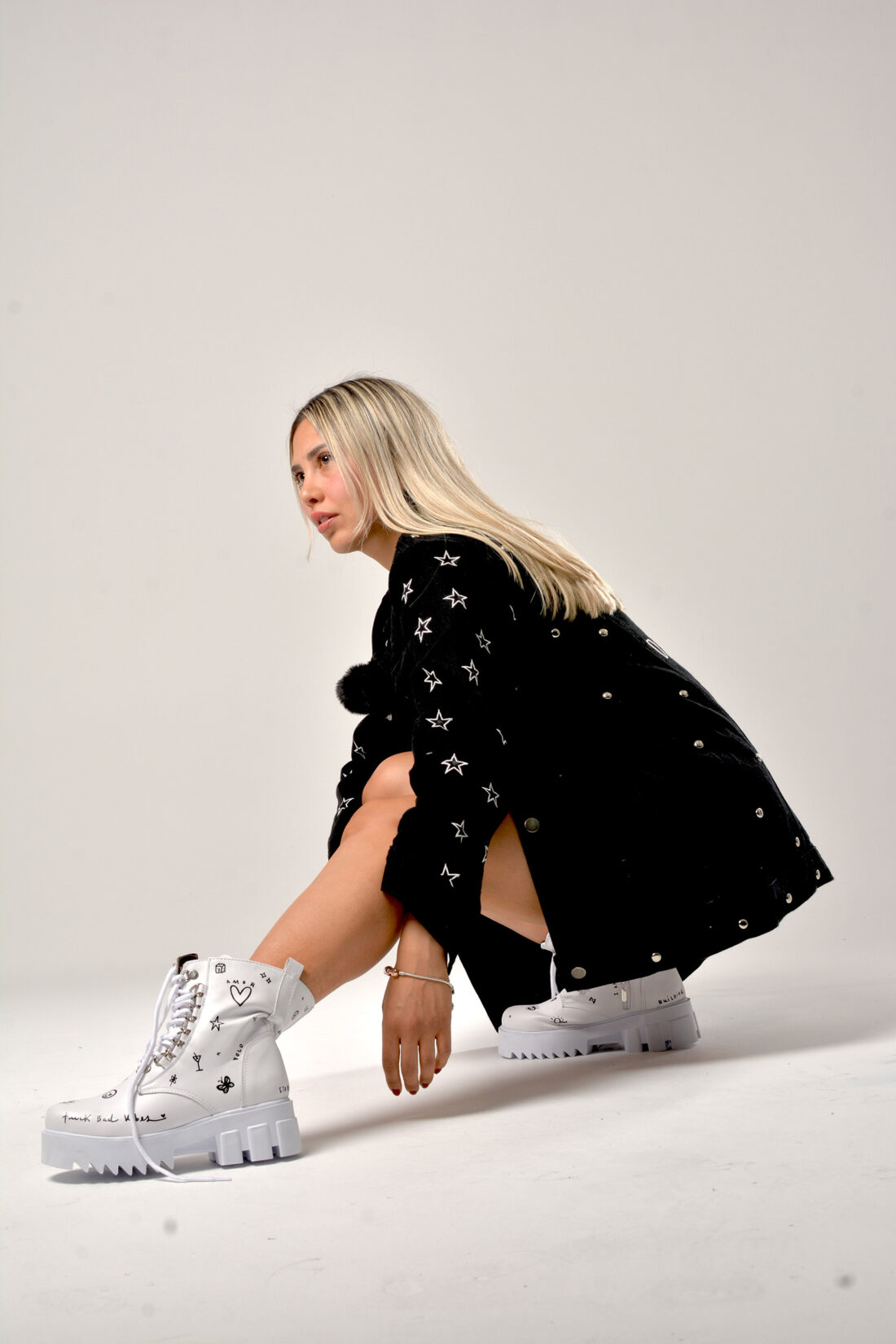 BLACK DENIM JACKET "ONE DAY AT A TIME" - Image 3