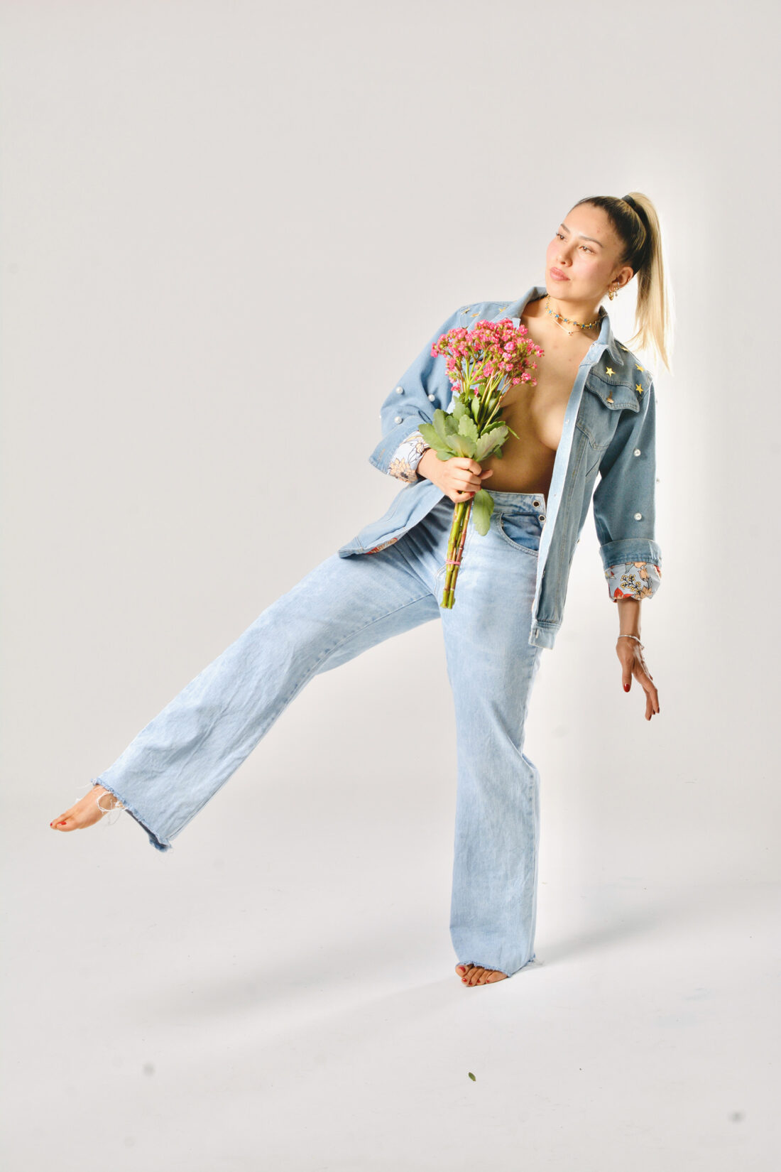 BLUE DENIM JACKET "AMOR Y VIDA" - Image 2